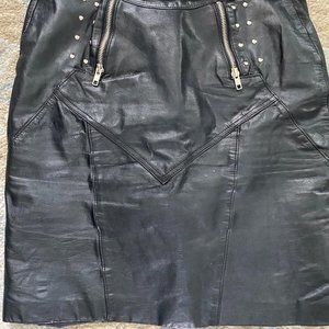 Biker Vintage 80's Studded Black Leather Skirt